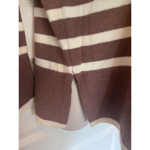 Line & Dot Brown and Cream Striped Turtleneck, Size Small - Picture 4 of 9